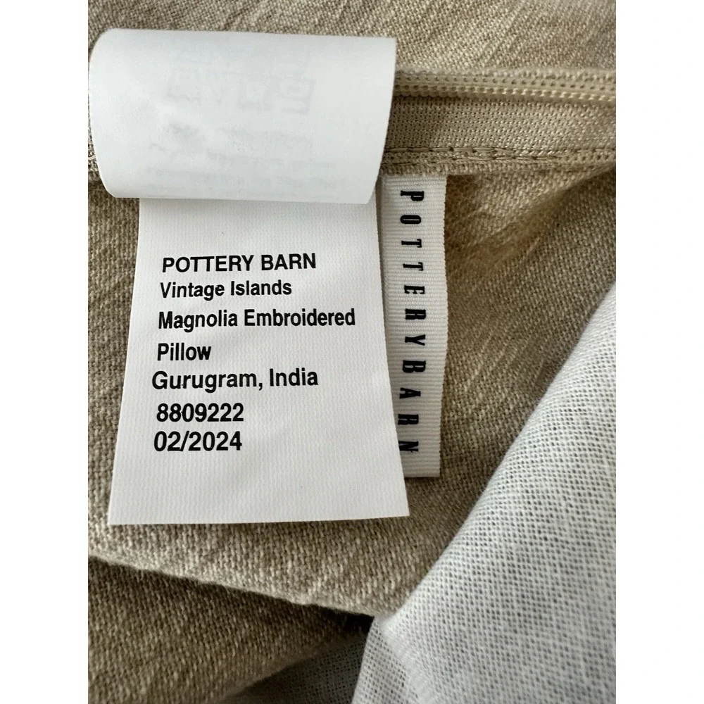 New Pottery Barn Vintage Islands Magnolia Embroidered Pillow Cases Set Of 2